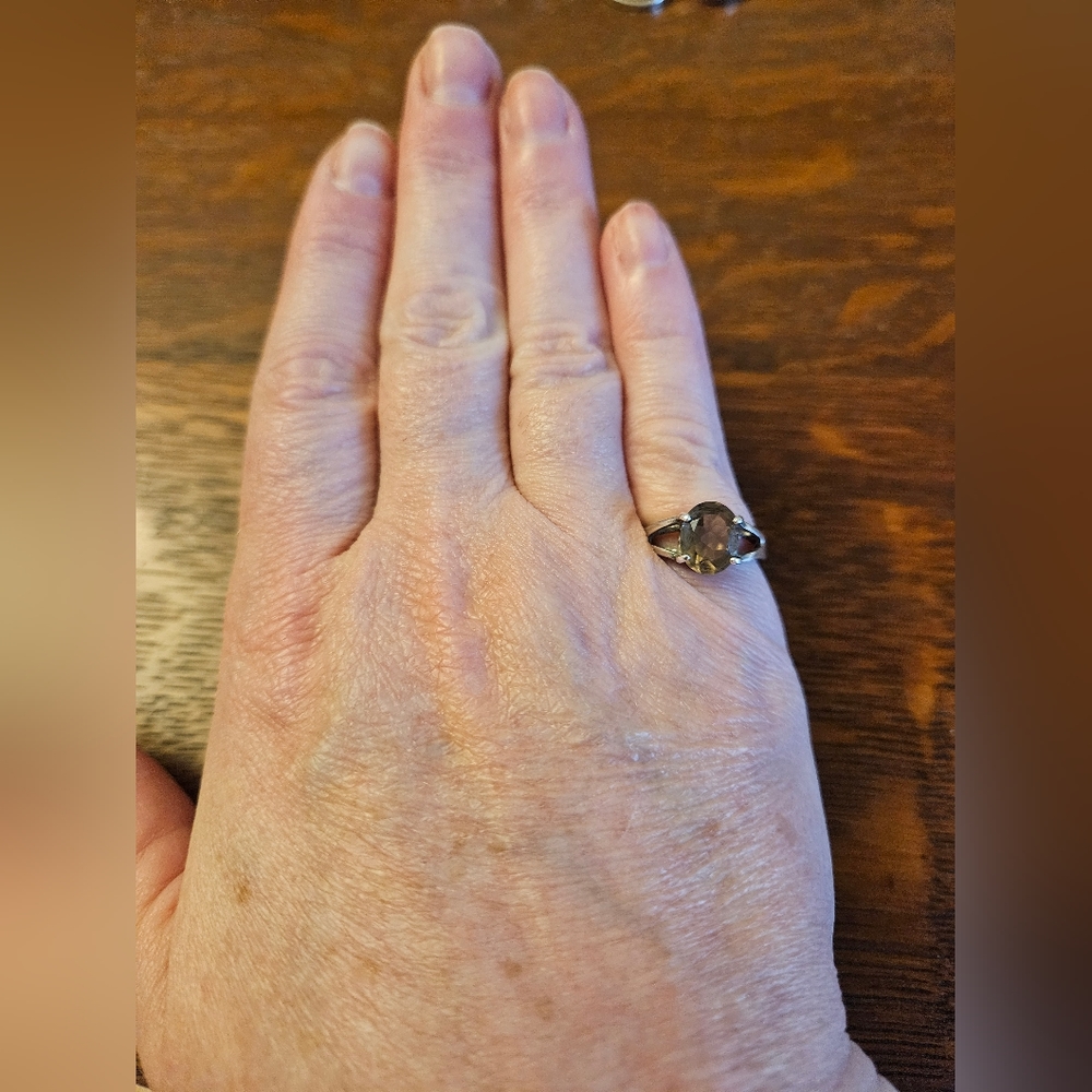Sterling silver Light brown stone ring